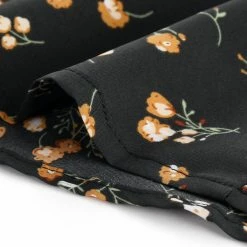 Allegra K Floral Print Square Neck Long Sleeves Tie Waist Blouse Women