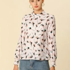 Allegra K Floral Mock Neck Long Sleeve Blouse Women 30 Allegra K Floral Mock Neck Long Sleeve Blouse Women