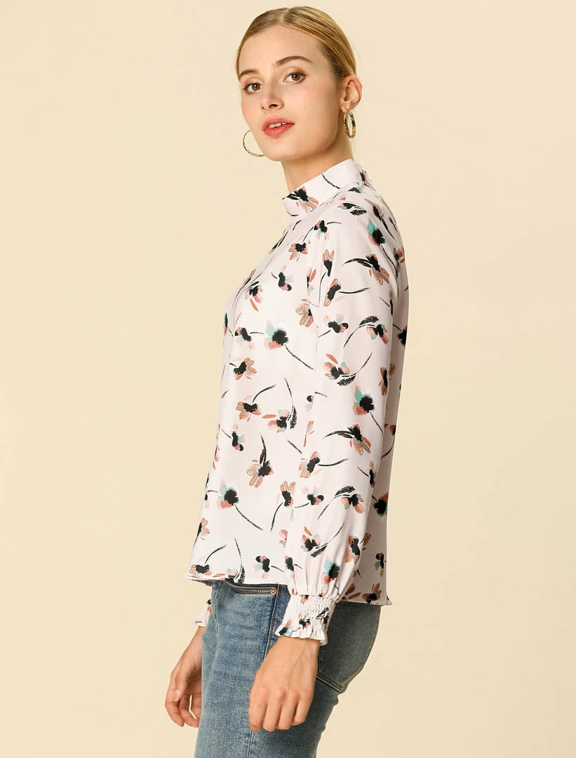 Allegra K Floral Mock Neck Long Sleeve Blouse Women 13 Allegra K Floral Mock Neck Long Sleeve Blouse Women
