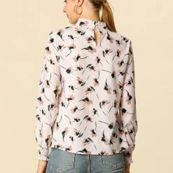 Allegra K Floral Mock Neck Long Sleeve Blouse Women 32 Allegra K Floral Mock Neck Long Sleeve Blouse Women