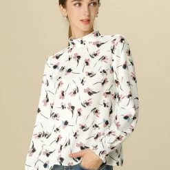 Allegra K Floral Mock Neck Long Sleeve Blouse Women 23 Allegra K Floral Mock Neck Long Sleeve Blouse Women