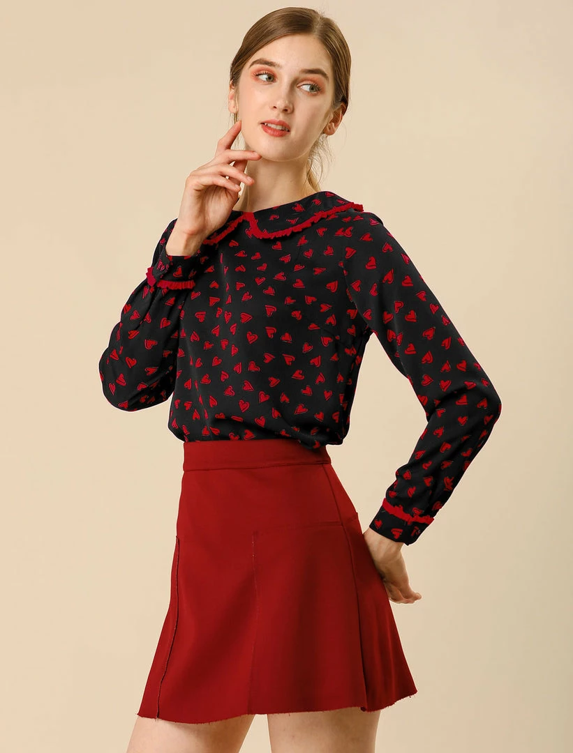 Allegra K Ruffle Peter Pan Collar Long Sleeve Sweet Casual Blouse 28 Allegra K Ruffle Peter Pan Collar Long Sleeve Sweet Casual Blouse