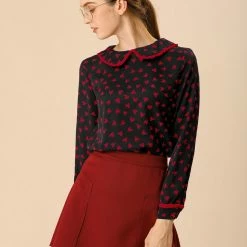 Allegra K Ruffle Peter Pan Collar Long Sleeve Sweet Casual Blouse 101 Allegra K Ruffle Peter Pan Collar Long Sleeve Sweet Casual Blouse