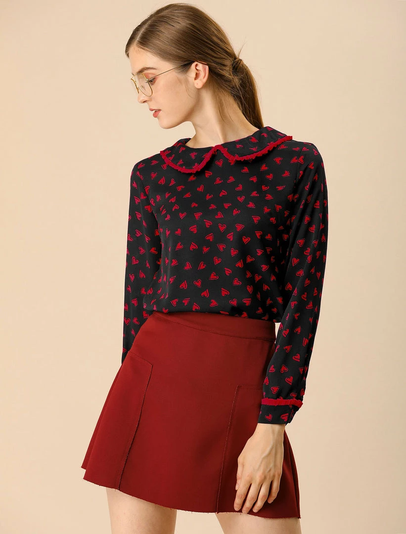 Allegra K Ruffle Peter Pan Collar Long Sleeve Sweet Casual Blouse 30 Allegra K Ruffle Peter Pan Collar Long Sleeve Sweet Casual Blouse