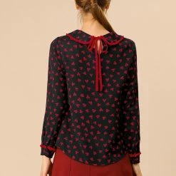 Allegra K Ruffle Peter Pan Collar Long Sleeve Sweet Casual Blouse 102 Allegra K Ruffle Peter Pan Collar Long Sleeve Sweet Casual Blouse