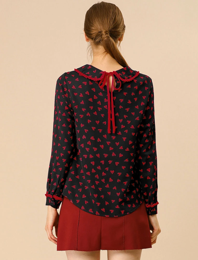 Allegra K Ruffle Peter Pan Collar Long Sleeve Sweet Casual Blouse 31 Allegra K Ruffle Peter Pan Collar Long Sleeve Sweet Casual Blouse