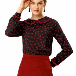 Allegra K Ruffle Peter Pan Collar Long Sleeve Sweet Casual Blouse 98 Allegra K Ruffle Peter Pan Collar Long Sleeve Sweet Casual Blouse