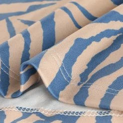 Women Allegra K Animal Zebra Print V Neck Dolman Sleeves Loose Blouse Top