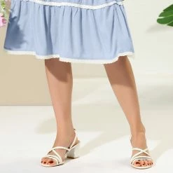 Allegra K Shoes Women's Strappy Slingback Chunky Heels Sandals