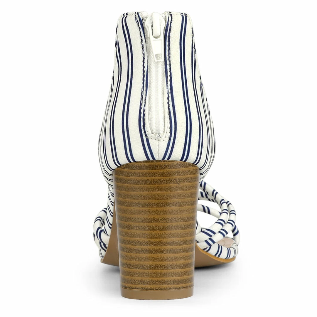 Allegra K Shoes Women's Open Toe Stripe Chunky Heel Sandals 14 Allegra K Shoes Women's Open Toe Stripe Chunky Heel Sandals