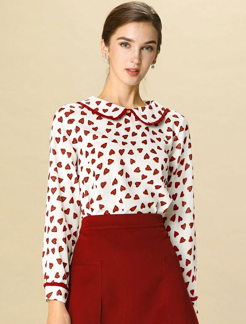 Allegra K Ruffle Peter Pan Collar Long Sleeve Sweet Casual Blouse 22 Allegra K Ruffle Peter Pan Collar Long Sleeve Sweet Casual Blouse