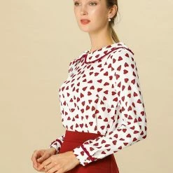 Allegra K Ruffle Peter Pan Collar Long Sleeve Sweet Casual Blouse 95 Allegra K Ruffle Peter Pan Collar Long Sleeve Sweet Casual Blouse