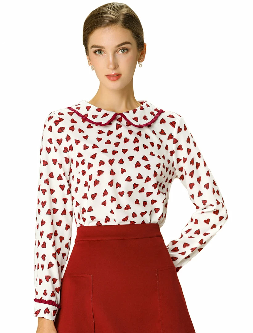 Allegra K Ruffle Peter Pan Collar Long Sleeve Sweet Casual Blouse 25 Allegra K Ruffle Peter Pan Collar Long Sleeve Sweet Casual Blouse