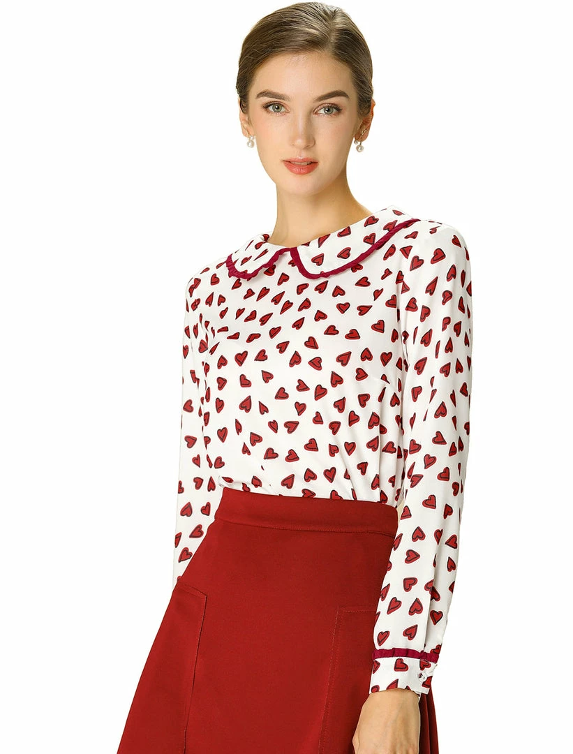 Allegra K Ruffle Peter Pan Collar Long Sleeve Sweet Casual Blouse 21 Allegra K Ruffle Peter Pan Collar Long Sleeve Sweet Casual Blouse