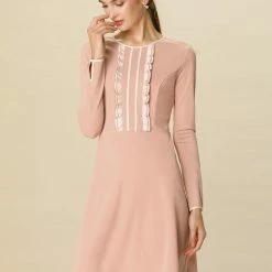 Allegra K Ruffles Contrast Piped Long Sleeves Dress Women 17 Allegra K Ruffles Contrast Piped Long Sleeves Dress Women
