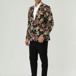 Allegra K Men's Prom Floral Slim Fit One Button Lightweight Prom Suit Blazer Jacket 45 Allegra K Men's Prom Floral Slim Fit One Button Lightweight Prom Suit Blazer Jacket