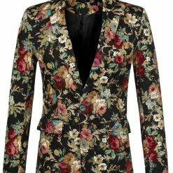 Allegra K Men's Prom Floral Slim Fit One Button Lightweight Prom Suit Blazer Jacket 41 Allegra K Men's Prom Floral Slim Fit One Button Lightweight Prom Suit Blazer Jacket