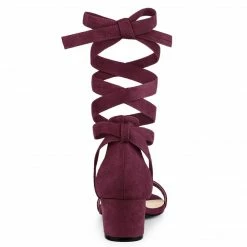 Allegra K Shoes Women's Open Toe Block Heel Lace Up Sandals 41 Allegra K Shoes Women's Open Toe Block Heel Lace Up Sandals