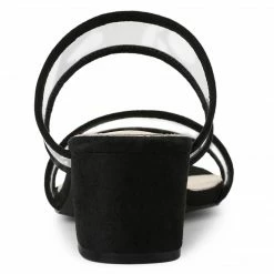 Allegra K Women's Clear Strap Block Heel Slide Sandals Shoes