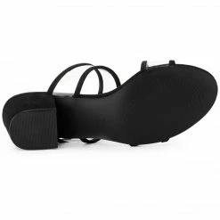 Allegra K Women's Clear Strap Block Heel Slide Sandals Shoes