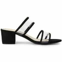 Allegra K Women's Clear Strap Block Heel Slide Sandals Shoes