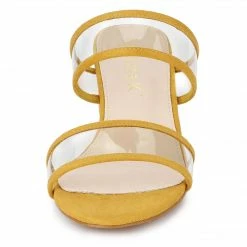 Allegra K Women's Clear Strap Block Heel Slide Sandals Shoes