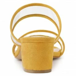 Allegra K Women's Clear Strap Block Heel Slide Sandals Shoes