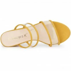 Allegra K Women's Clear Strap Block Heel Slide Sandals Shoes