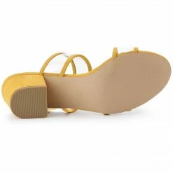 Allegra K Women's Clear Strap Block Heel Slide Sandals Shoes