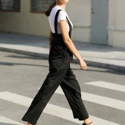 Allegra K Women's High Waist Wide Leg Belted Button Long Overall Jumpsuit 55 Allegra K Women's High Waist Wide Leg Belted Button Long Overall Jumpsuit