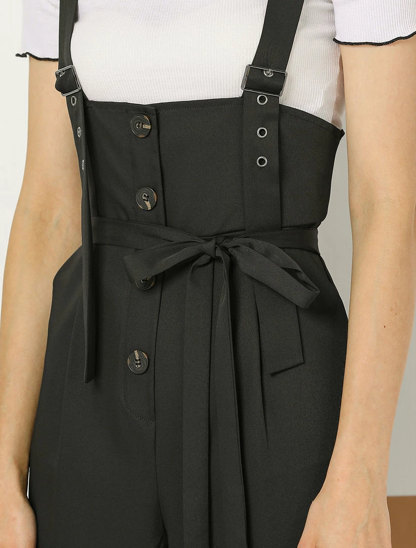 Allegra K Women's High Waist Wide Leg Belted Button Long Overall Jumpsuit 27 Allegra K Women's High Waist Wide Leg Belted Button Long Overall Jumpsuit