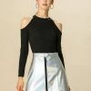 Women Allegra K Metallic Mini Skirt With Zipper Front