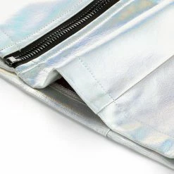 Women Allegra K Metallic Mini Skirt With Zipper Front