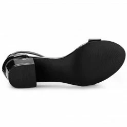 Allegra K Women's Open Toe Low Block Heel Ankle Strap Sandals