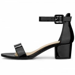 Allegra K Women's Open Toe Low Block Heel Ankle Strap Sandals