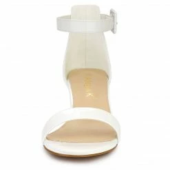 Allegra K Women's Open Toe Low Block Heel Ankle Strap Sandals