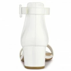 Allegra K Women's Open Toe Low Block Heel Ankle Strap Sandals