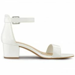 Allegra K Women's Open Toe Low Block Heel Ankle Strap Sandals
