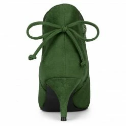 Allegra K Women's Pointed Toe Kitten Heel Ankle Booties Shoes