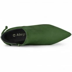 Allegra K Women's Pointed Toe Kitten Heel Ankle Booties Shoes
