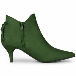 Allegra K Women's Pointed Toe Kitten Heel Ankle Booties Shoes