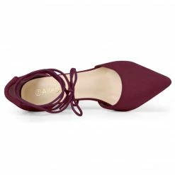 Allegra K Women's Pointed Toe Chunky Heel Lace Up Pumps