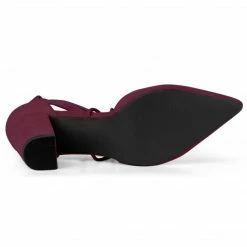 Allegra K Women's Pointed Toe Chunky Heel Lace Up Pumps