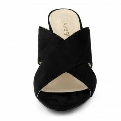 Allegra K Shoes Women's Crisscross Strap Block Heel Slide Sandals 41 Allegra K Shoes Women's Crisscross Strap Block Heel Slide Sandals