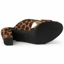 Allegra K Shoes Women's Crisscross Strap Block Heel Slide Sandals 37 Allegra K Shoes Women's Crisscross Strap Block Heel Slide Sandals