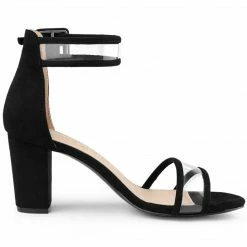 Allegra K Shoes Women's Clear Open Toe Ankle Strap Chunky Heel Sandals 31 Allegra K Shoes Women's Clear Open Toe Ankle Strap Chunky Heel Sandals