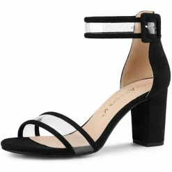 Allegra K Shoes Women's Clear Open Toe Ankle Strap Chunky Heel Sandals 25 Allegra K Shoes Women's Clear Open Toe Ankle Strap Chunky Heel Sandals