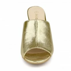 Allegra K Shoes Women's Open Toe Slide Chunky Heels Sandals