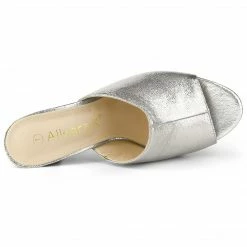 Allegra K Shoes Women's Open Toe Slide Chunky Heels Sandals