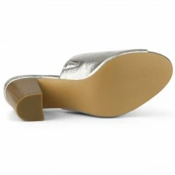 Allegra K Shoes Women's Open Toe Slide Chunky Heels Sandals